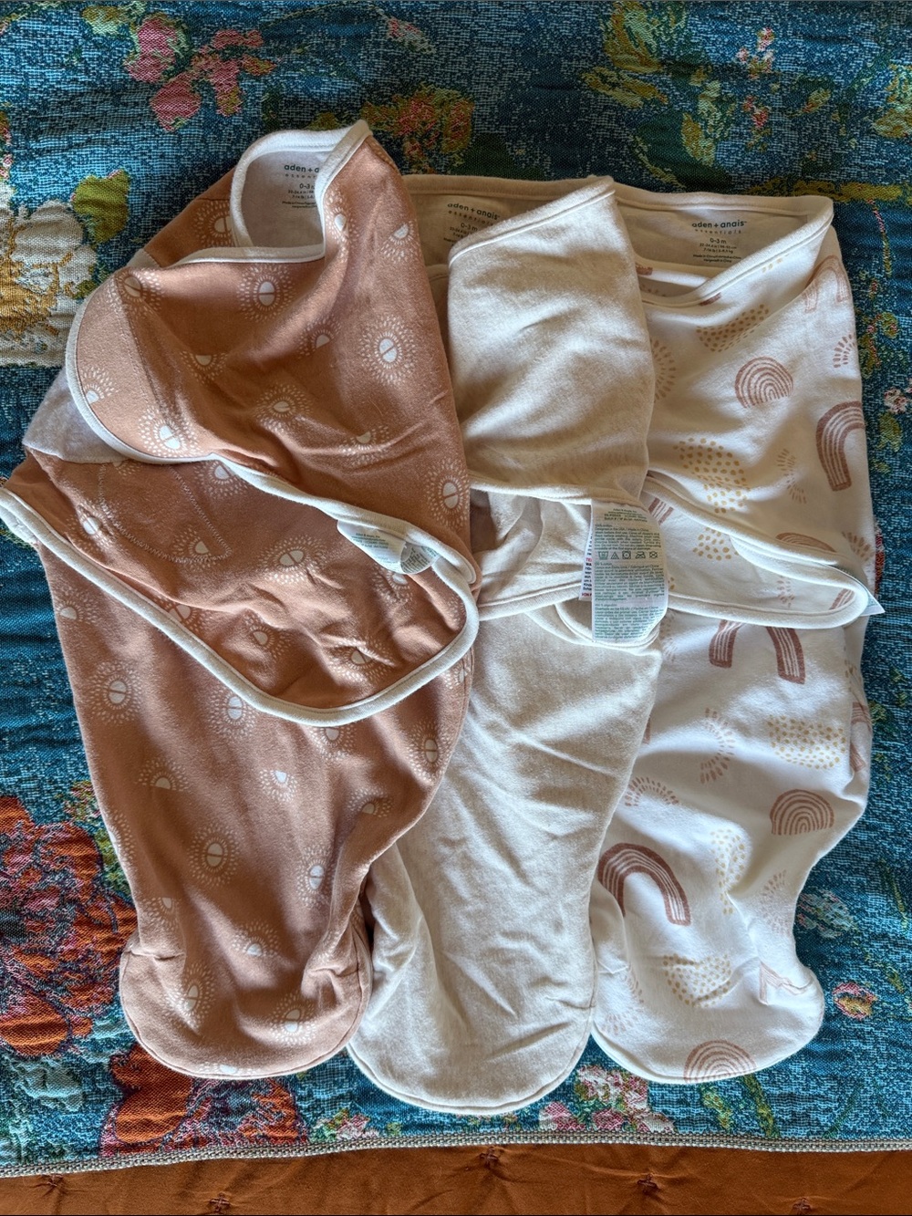 aden + anais 3-Pack Stretch Sleep Swaddles in Dusty Rose, Cream & Blush